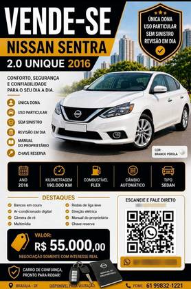 NISSAN SENTRA 2.0 UNIQUE 16V FLEX 4P AUTOMÁTICO NISSAN SENTRA 2.0 UNIQUE 16V FLEX 4P AUTOMÁTICO